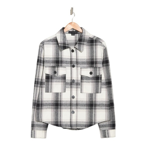 NWT Sanctuary XXL black white plaid fleece 100% cotton Girlfriend Shacket jacket